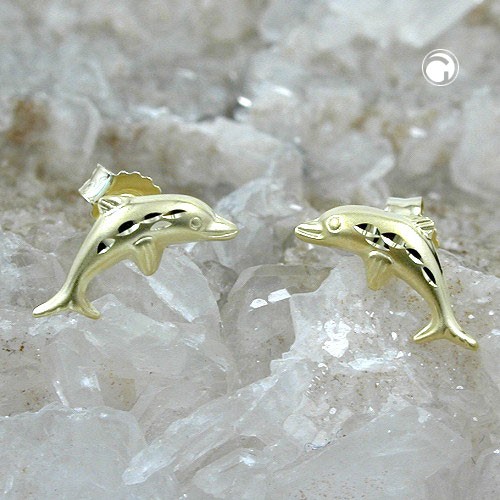 Ohrstecker Delfin diamantiert 375 Gold