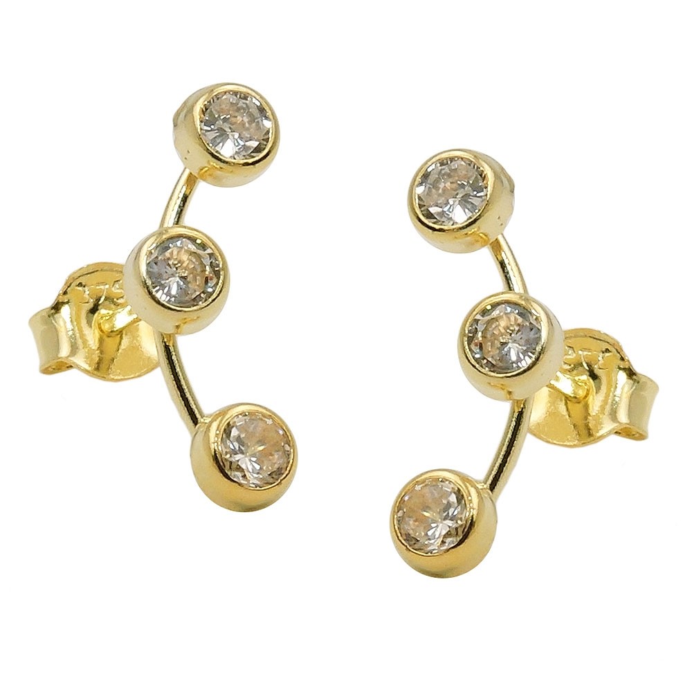 Ohrstecker je 3x Zirkonia mit Steg 375 Gold