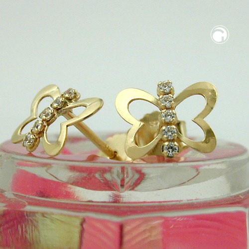 Ohrstecker Schmetterling Zirkonia 375 Gold