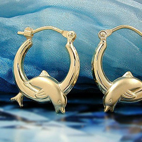 Creolen Ohrringe Delfin glänzend-matt 375 Gold