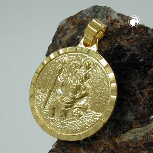 Anhänger Christophorus 17mm 375 Gold