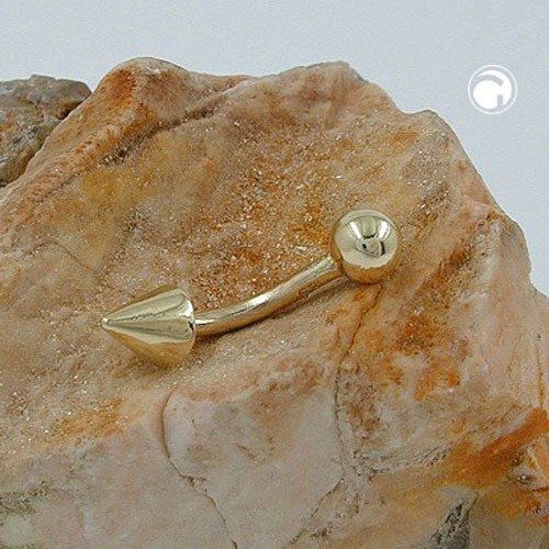 Piercing mit Kugel und Kegel 585 Gold