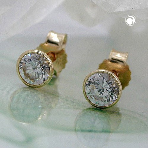 Ohrstecker 4mm Zirkonia gefasst 375 Gold