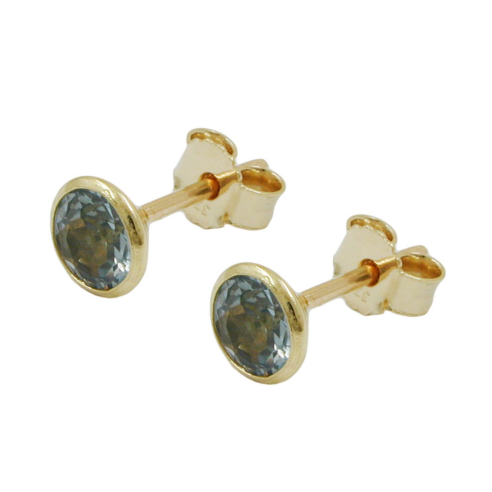 Ohrstecker synthetischer Aquamarin 375 Gold