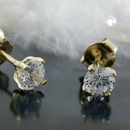 Ohrstecker 4mm Zirkonia 375 Gold