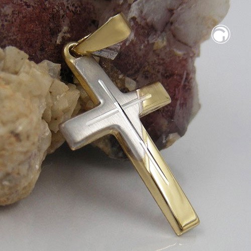 Anhänger Kreuz bicolor 585 Gold