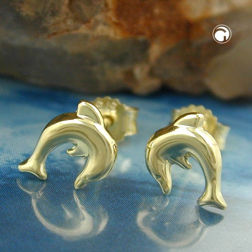 Ohrstecker Delfin glänzend 375 Gold