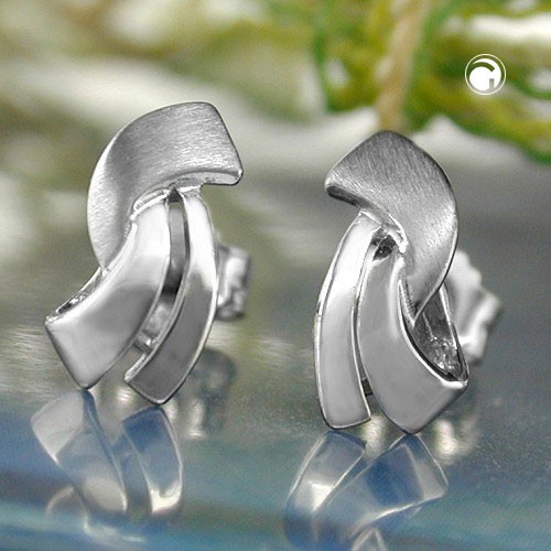 Ohrstecker matt-glänzend 375 Weißgold