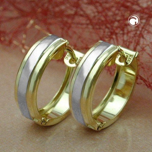 Creolen Ohrringe bicolor rhodiniert 375 Gold