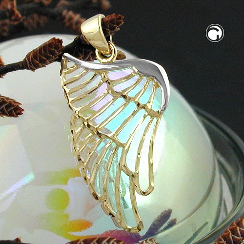 Anhänger Engelsflügel bicolor 375 Gold