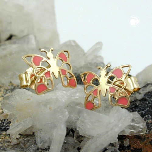 Ohrstecker Schmetterling orange 375 Gold