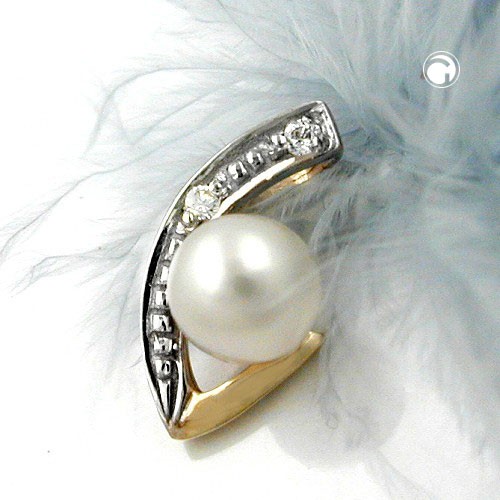 Anhänger bicolor mit Zirkonia 375 Gelbgold