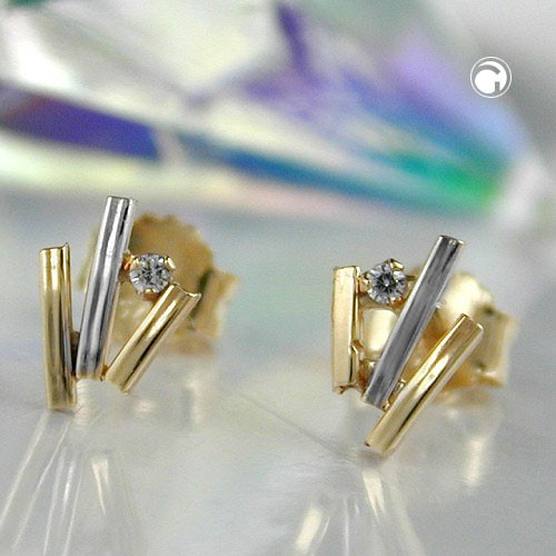 Ohrstecker bicolor Zirkonia 375 Gold