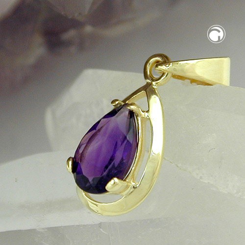 Anhänger Tropfen Amethyst 375 Gold