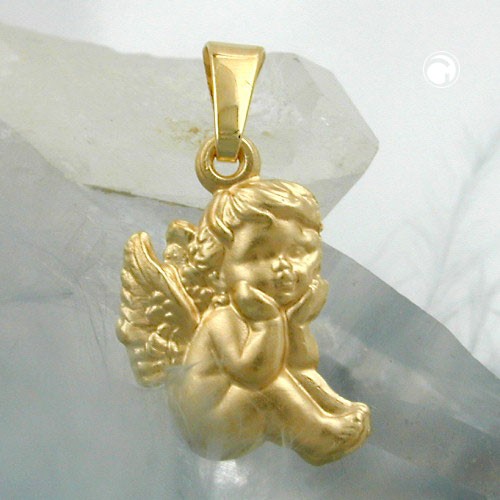 Anhänger sitzender Engel matt 375 Gold