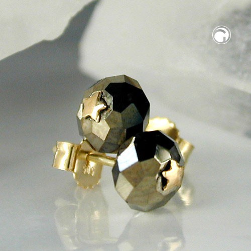Ohrstecker schwarz-ton Stern 585 Gold