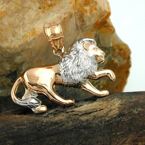 Anhänger Löwe bicolor 375 Rotgold