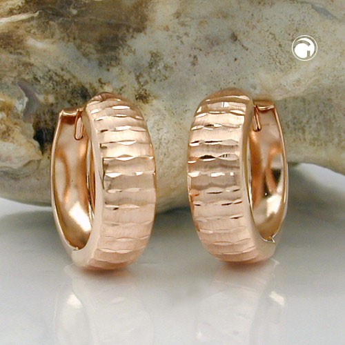 Creolen Ohrringe matt-glänzend 375 Rotgold