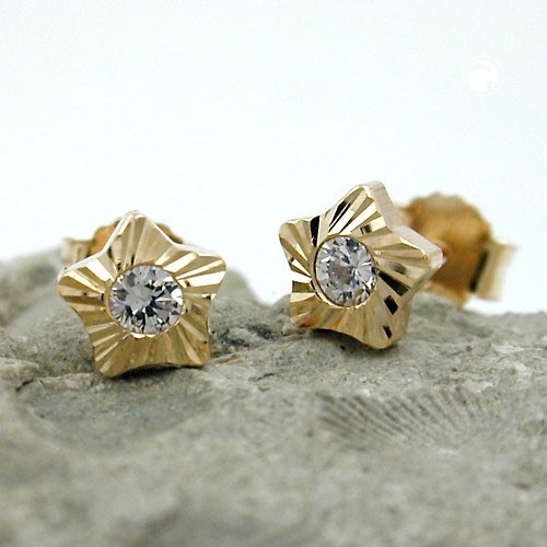 Ohrstecker Stern Zirkonia 375 Gold