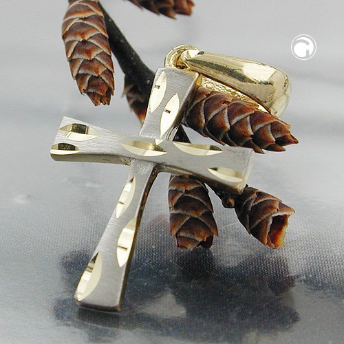 Anhänger Kreuz bicolor 375 Gold