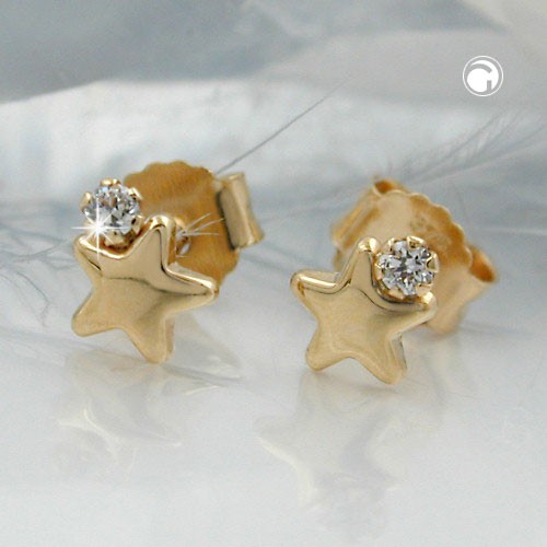 Ohrstecker Stern mit Zirkonia 375 Gold