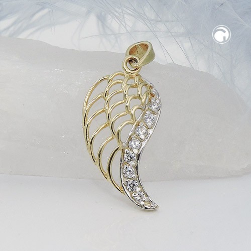 Anhänger Engelsflügel Zirkonia 375 Gold GOL