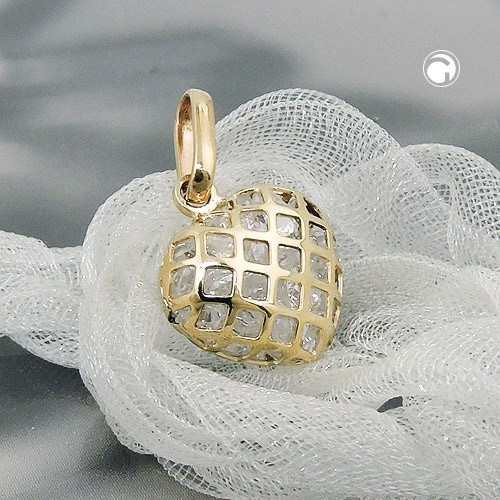 Anhänger Herz mit Zirkonia 375 Gold