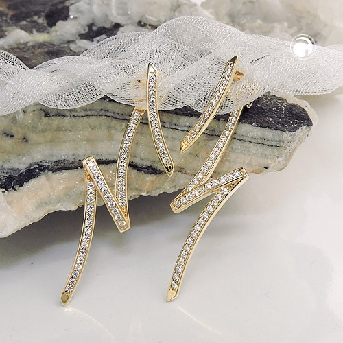 Ohrstecker zweiteilig Zirkonia 375 Gold