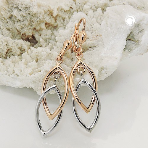Ohrring 2 Ovale bicolor 375 Rotgold