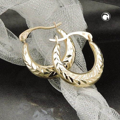 Creolen Ohrringe glänzend diamantiert 375 Gold