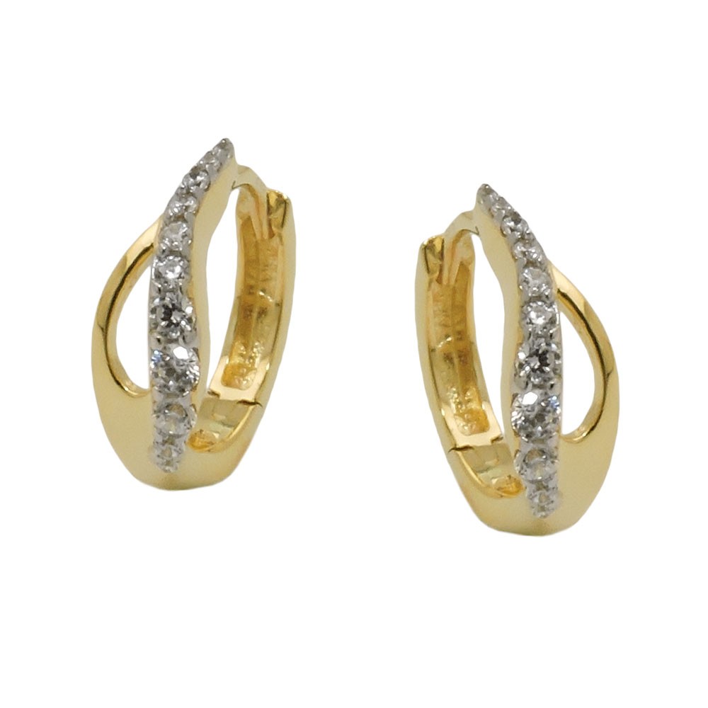 Creolen Klappscharnier Tropfenform mit Zirkonias 375 Gold