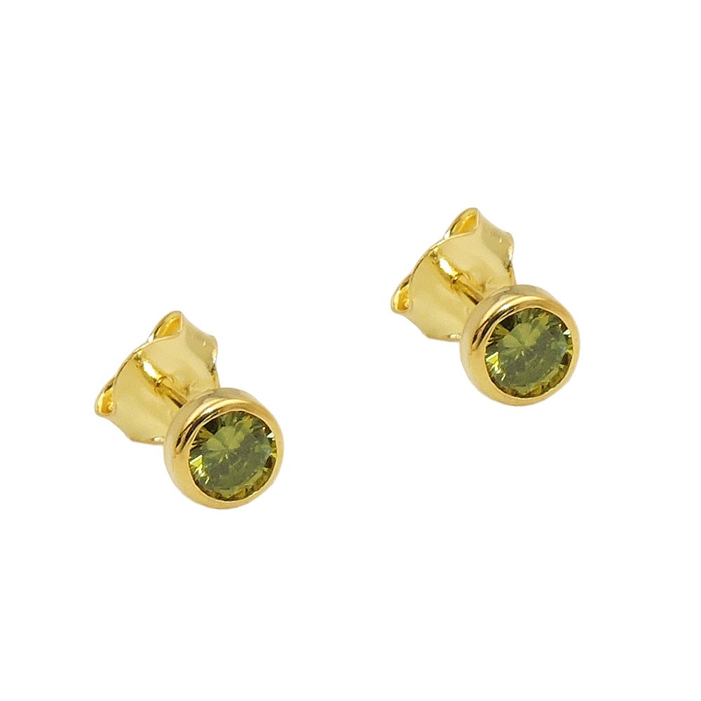 Ohrstecker Ohrring Zirkonia olivgrün 375 Gold