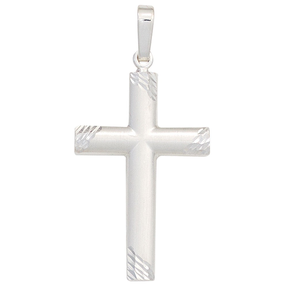 Anhänger Kreuz 925 Sterling Silber mattiert Kreuzanhänger Silberkreuz