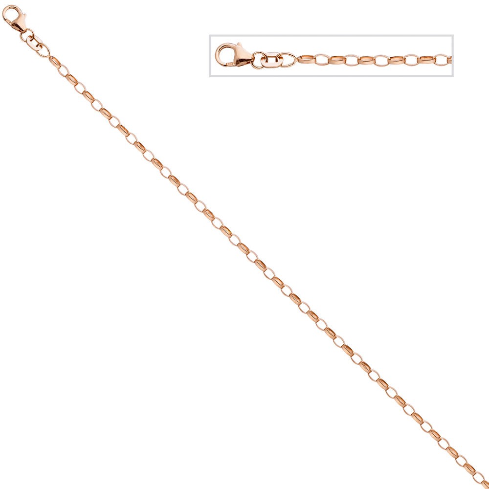 Ankerkette 925 Silber rotgold vergoldet 2,4mm 45cm Halskette Kette Karabiner