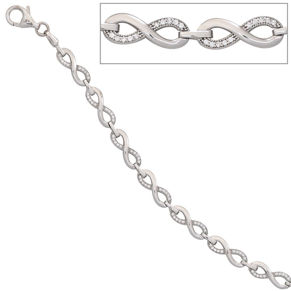Armband Unendlichkeit 925 Sterling Silber mit Zirkonia 19cm Silberarmband