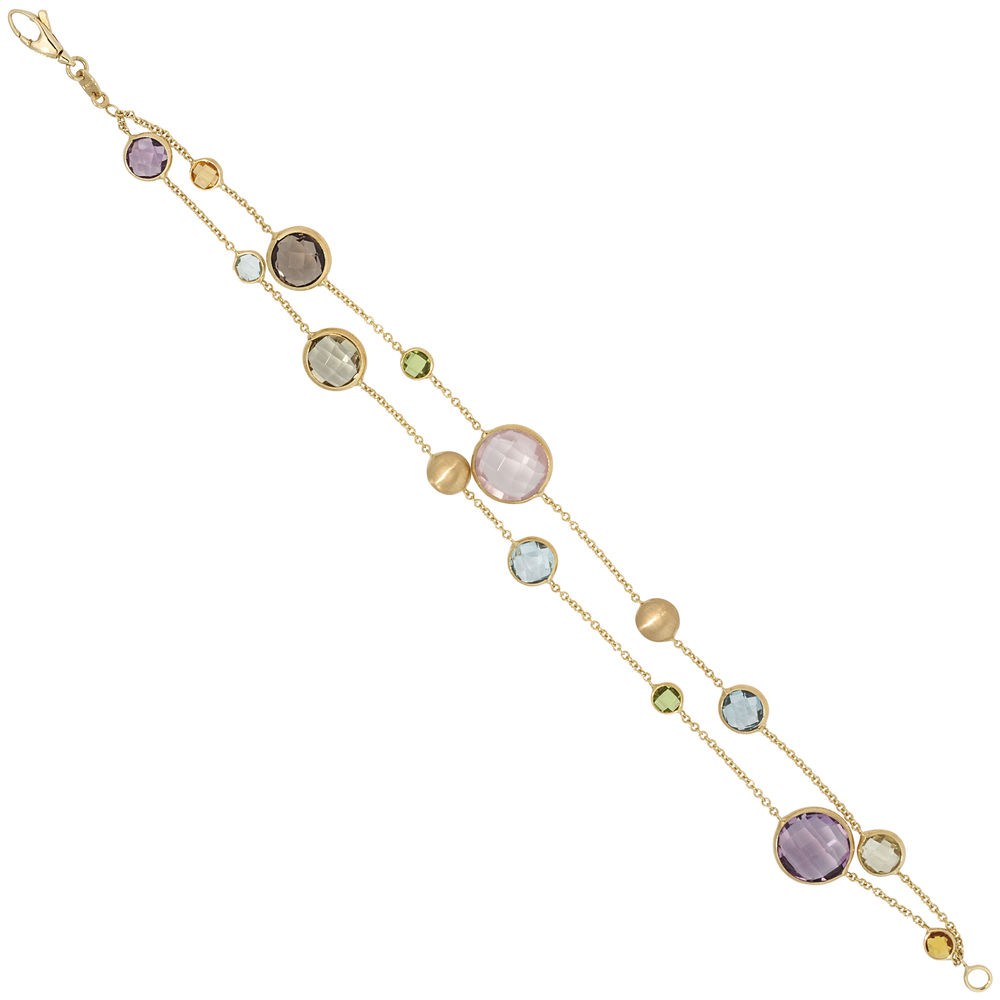 Armband 585 Gelbgold mattiert mit Edelsteinen Goldarmband Karabiner