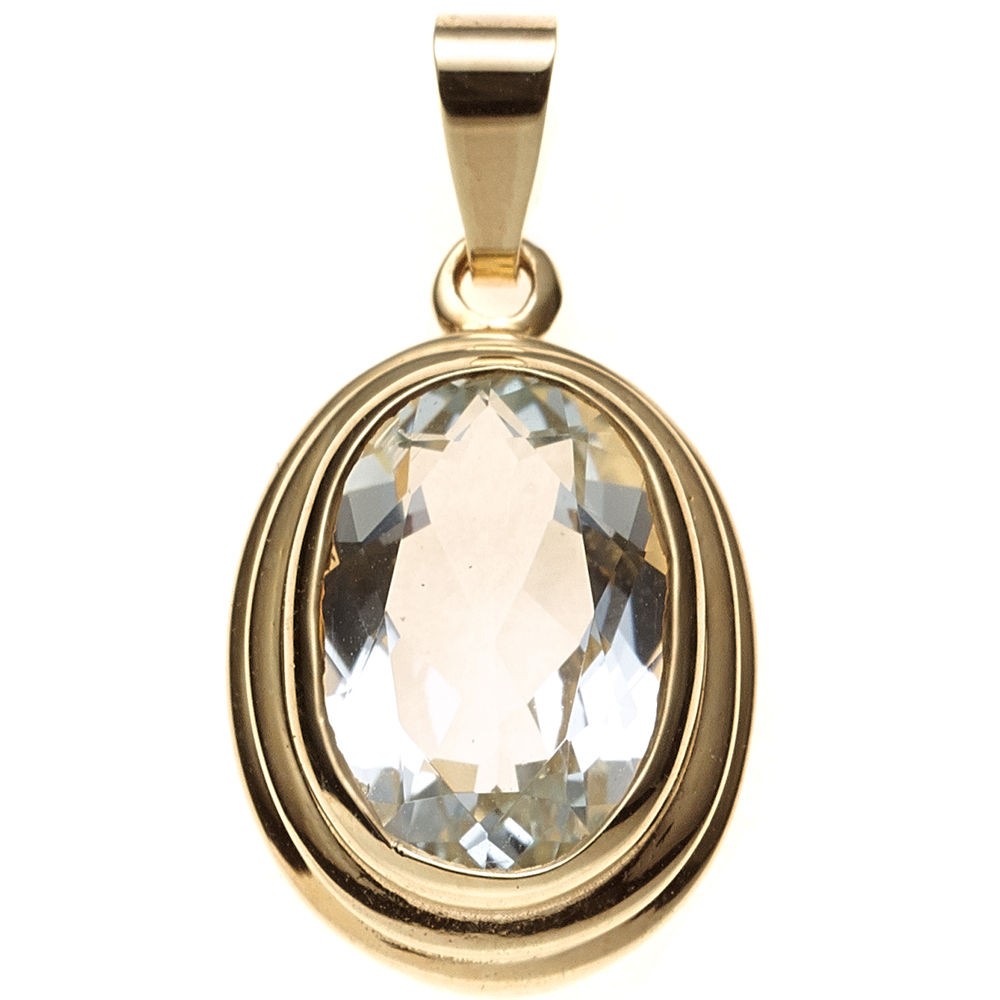 Anhänger oval 585 Gelbgold 1 Aquamarin hellblau Goldanhänger