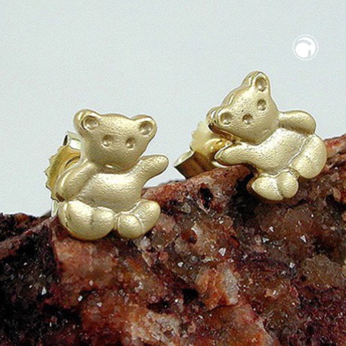 Ohrstecker Bärchen glänzend/matt 333 Gold