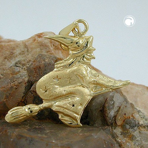 Anhänger Hexe matt-glänzend 375 Gold