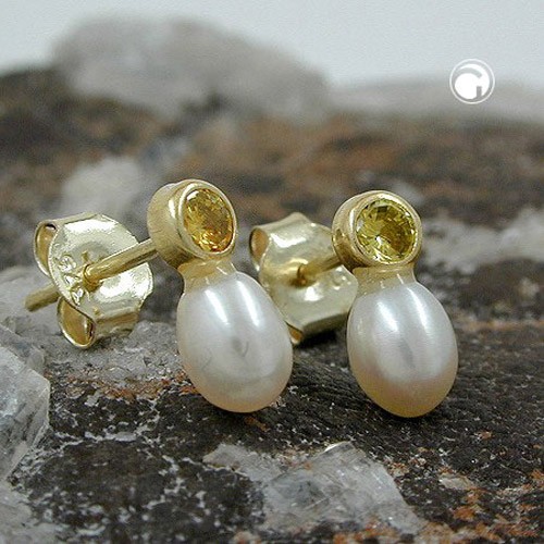 Ohrstecker Zirkonia-grün mit SWZP 375 Gold