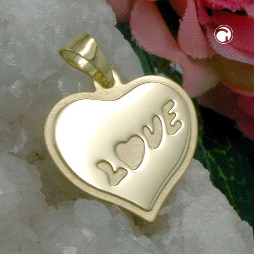 Anhänger Herz LOVE matt-glänzend 333 Gelbgold
