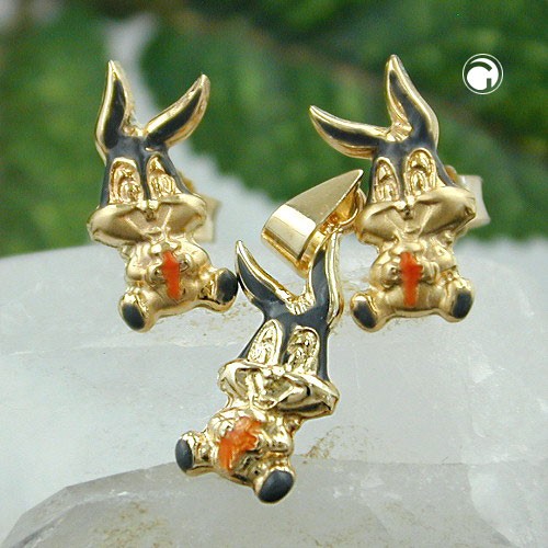 Set Bugs Bunny Ohrstecker Anhänger 375 Gold