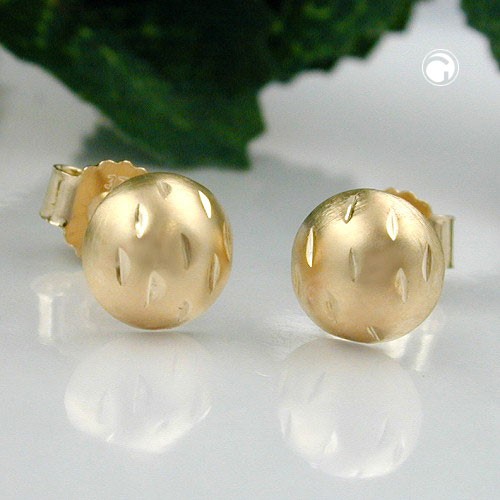 Ohrstecker Halbkugel-diamantiert 375 Gold