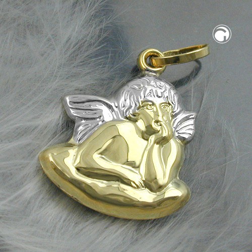 Anhänger 16mm Engel glänzend 375 Gold