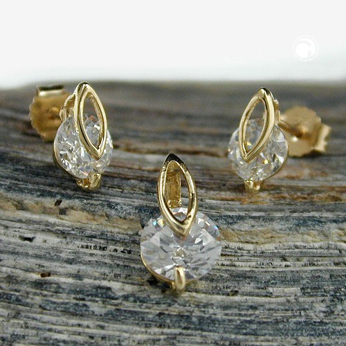 Set Ohrstecker Anhänger 375 Gold