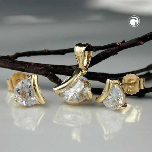 Set Ohrstecker Anhänger 375 Gold