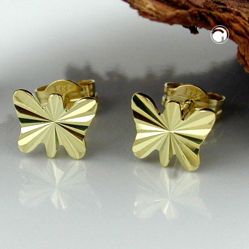 Ohrstecker Schmetterling 333 Gelbgold
