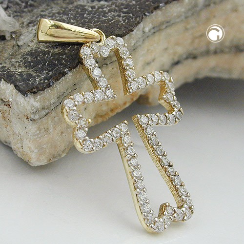 Anhänger Kreuz Zirkonias 375 Gold