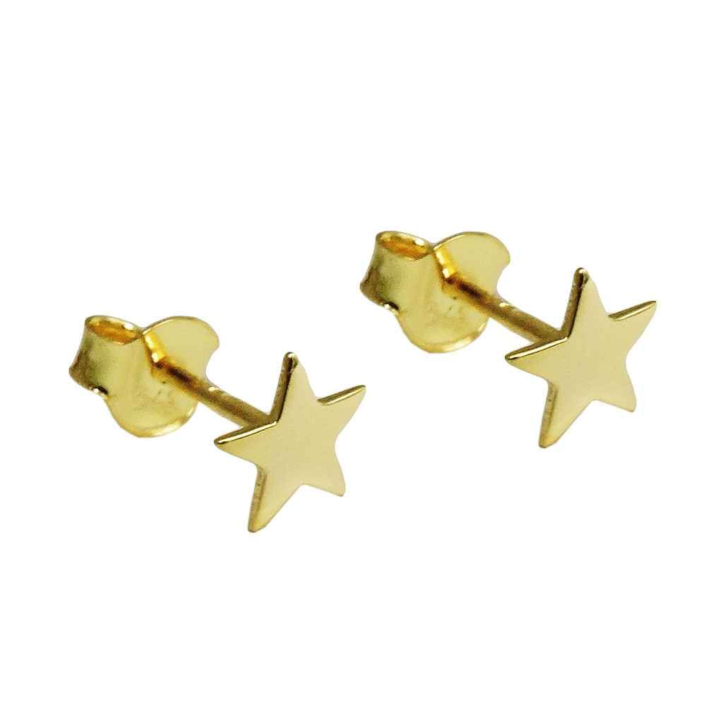 Ohrstecker Ohrring Stern glänzend flach 375 Gold
