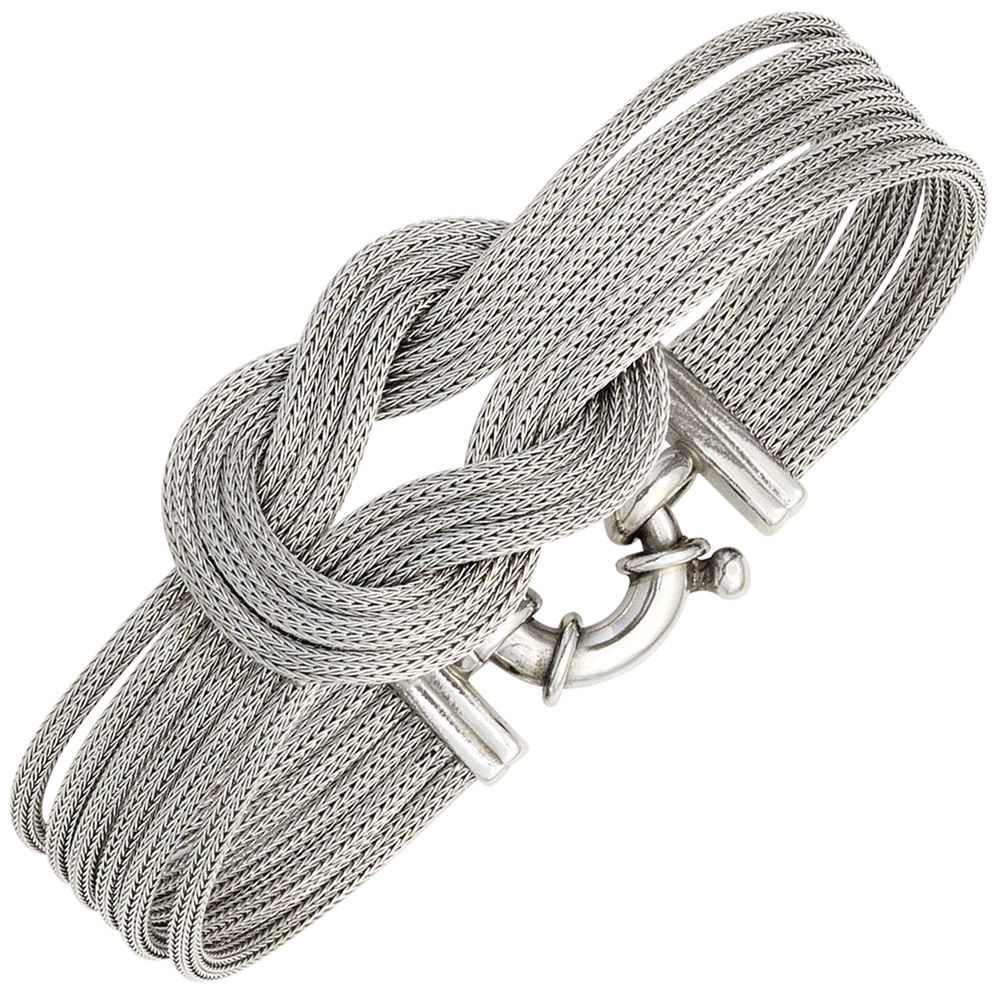Armband verschlungen 925 Sterling Silber mattiert 19cm Silberarmband breit